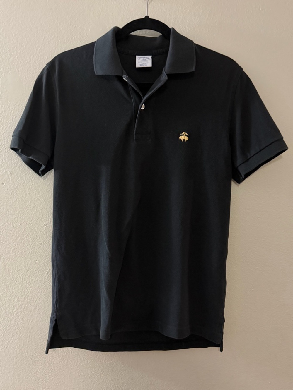 Brooks Brothers 1818 Slim Fit Black Polo Gold Fleece Logo Size S